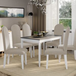 Set Masa Grand Gri + 6 Scaune Grand Crem