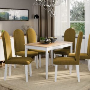 Set Masa Grand Stejar + 6 Scaune Grand Mustar