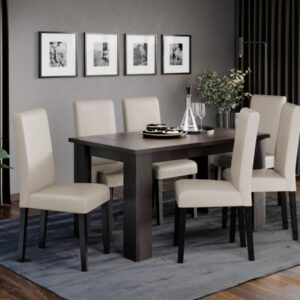 Set Masa Venetia extensibila + 6 Scaune Eco Crem