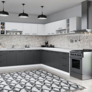 Set Mobila Bucatarie Colt Mina Dual 280*280 Gri Antracit/Alb C118