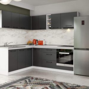 Set Mobila Bucatarie Colt Mina Grafit 180*220 Gri Antracit – C86