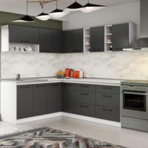 Set Mobila Bucatarie Colt Mina Grafit 180*220 Gri Antracit – C94