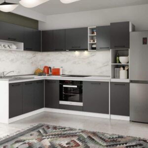 Set Mobila Bucatarie Colt Mina Grafit 180*260 Gri Antracit – C85