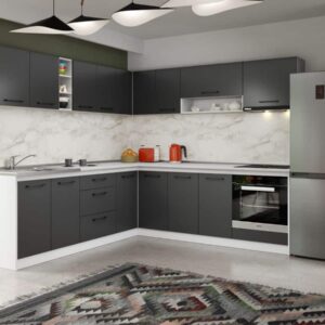 Set Mobila Bucatarie Colt Mina Grafit 240*240 Gri Antracit – C87
