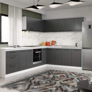 Set Mobila Bucatarie Colt Mina Grafit 300*210 Gri Antracit – C93