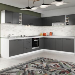 Set Mobila Bucatarie Colt Mina Grafit 300*240 Gri Antracit – C88