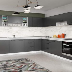 Set Mobila Bucatarie Colt Mina Grafit 300*300 Gri Antracit – C91