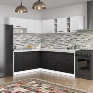 Set Mobila Bucatarie Colt Mina Yang 180*220 Ferrara/Alb C148