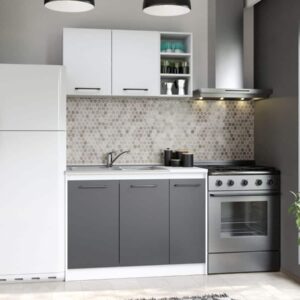 Set Mobila Bucatarie Mina Dual 110 Gri Antracit/Alb C107