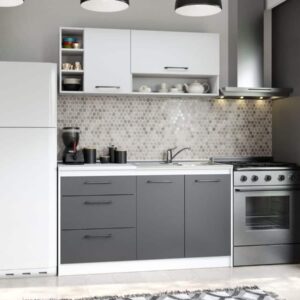 Set Mobila Bucatarie Mina Dual 140 Gri Antracit/Alb C101