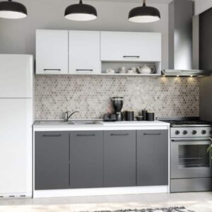 Set Mobila Bucatarie Mina Dual 160 Gri Antracit/Alb C104