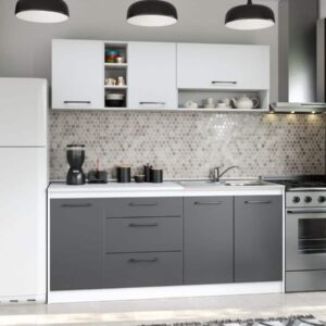 Set Mobila Bucatarie Mina Dual 180 Gri Antracit/Alb C99