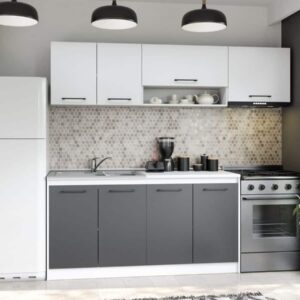 Set Mobila Bucatarie Mina Dual 220 Gri Antracit/Alb C103