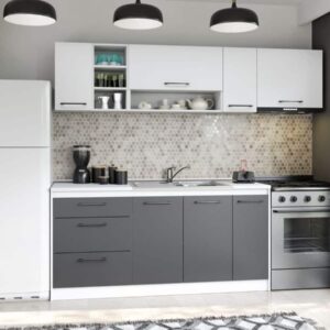 Set Mobila Bucatarie Mina Dual 230 Gri Antracit/Alb C109
