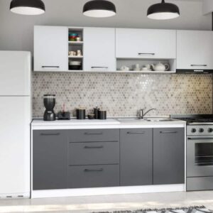 Set Mobila Bucatarie Mina Dual 240 Gri Antracit/Alb C100