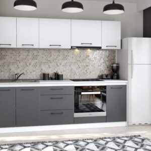 Set Mobila Bucatarie Mina Dual 240 Gri Antracit/Alb C96