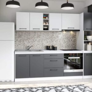 Set Mobila Bucatarie Mina Dual 244 Gri Antracit/Alb C121