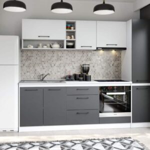 Set Mobila Bucatarie Mina Dual 244 Gri Antracit/Alb C98