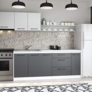 Set Mobila Bucatarie Mina Dual 260 Gri Antracit/Alb C108