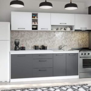 Set Mobila Bucatarie Mina Dual 260 Gri Antracit/Alb C97