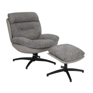 Fotoliu Confort Rotativ Gri cu otoman