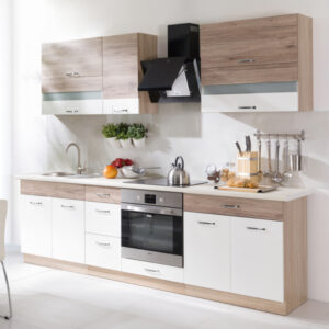 Set Bucatarie ECONO C, L 260, 7 corpuri, corp sonoma, fara blat termorezistent, fronturi sanremo + alb lucios