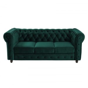 Canapea CHESTERFIELD extensibila, 3 locuri, cu arcuri, verde, 205x90x80 cm