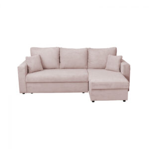 Coltar NICOLE LUX, cu lada depozitare, colt interschimbabil, roz pudra, 225x145x82 cm