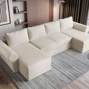 Coltar U Extensibil Bonito plusat aspect lana alba