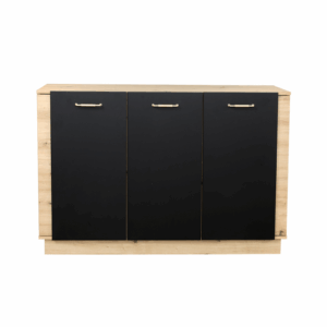 Comoda SO 12, 3 usi, soft close, corp artisan, fronturi MDF artisan + negru, 140x39x95 cm