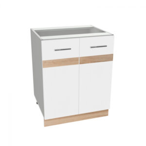 Corp inferior 60 YANA, 2 usi, corp alb, fronturi alb + sonoma, 60x50x77 cm