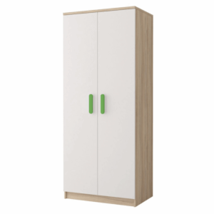 Dulap SMYK III – 06, 2 usi, corp sonoma, front, alb, verde, 80x50x193 cm
