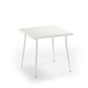 Masa de gradina CARMEN, model ratan, alb, 80×80 cm