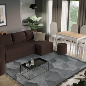 Pachet Mobila Coltar Alfa Maro + Masa Grand Stejar Auriu + 4 Scaune Grand Crem