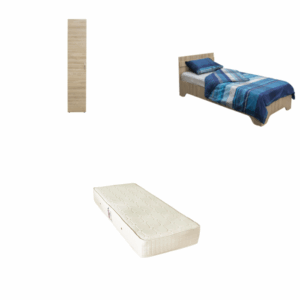 Set Pat Alma 90×200 cm cu picioare + Saltea superortopedica 90×200 cm + Dulap Alma 1 usa