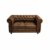 Canapea CHESTERFIELD fixa, 2 locuri, cu arcuri, maro deschis, 168x90x80 cm