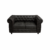 Canapea CHESTERFIELD fixa, 2 locuri, cu arcuri, negru, 168x90x80 cm