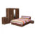 Set dormitor CORINNE, 5 piese, pat 140×200 cm, dulap 5 usi, 2 noptiere, comoda, nuc, cant vanilie