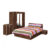 Set dormitor CORINNE, 5 piese, pat 160×200 cm, dulap 4 usi, 2 noptiere, comoda, nuc, cant vanilie