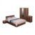 Set dormitor CORINNE, 5 piese, pat 160×200 cm, dulap 3 usi, 2 noptiere, comoda, nuc, cant vanilie